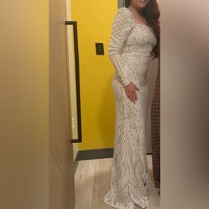 White sequined formal dress